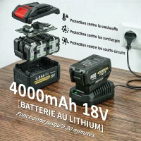 Outsunny Souffleur de Feuilles sans Fil 250 W avec Batterie 4000mAh et Chargeur, 6 Vitesses, 149 km/h, Blanc(m-5)