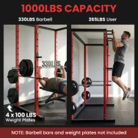 SPORTNOW Power Tower, Adjustable Squat Rack with Pull-Up Bar, Dip Station & Safety Arms for Home Gym Strength Training(m-5)
