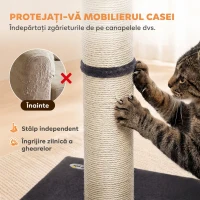 PawHut Ansamblu de Zgâriat Ușor pentru Pisici, 80 cm, cu Frânghie din Sisal, Bază din PAL și Pluș, Gri Închis(m-5)