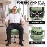 HOMCOM Executive Office Chair, PU Big and Tall Office Chair 180 kg with Wide Seat, Reclining, Lumbar Support, Light Green(m-4)