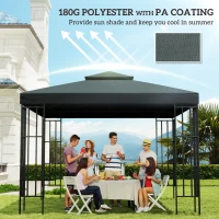 Outsunny Gazebo Roof Replacement, for 3 x 3(m) Frames - Grey(m-6)