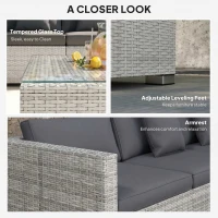 Outsunny 6 Pieces Rattan Corner Sofa Set - Mixed Grey(m-5)