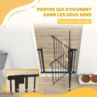 PawHut Barrière de sécurité pour chiens et bébés 76 à 81 cm avec extension fixation par pression sans perçage blanc(m-5)