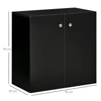 HOMCOM 2 Tier Bookcase, Wooden Storage Cabinet with 2 Doors, Freestanding Sideboard for Living Room, Home Office and Study, Black(m-3)