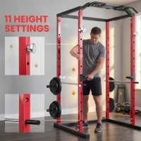 SPORTNOW Power Tower, Adjustable Squat Rack with Pull-Up Bar, Dip Station & Safety Arms for Home Gym Strength Training(m-7)