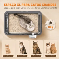 PawHut Conjunto de 2 Caixas de Areia XL em Aço Inoxidável com Bordo Alto e 2 Pás para Gatos Grandes e Vários Gatos Cinza Escuro(m-6)