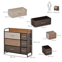 HOMCOM Chest of Drawers with 7 Foldable Drawers, 3-Tier Fabric Bedroom Dresser, Clothes Storage Unit for Bedroom, Living Room, Multi-Colored(m-3)