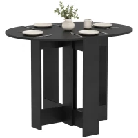 HOMCOM Folding Dining Table,  Drop-Leaf Table with Foldable Leaves for Small Spaces, Kitchen, Dining Room, Black(m-15)