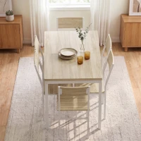 HOMCOM Conjunto Mesa de Comedor Extensible 120-160 cm y 6 Sillas Apilables para 4-6 Personas Efecto Roble(m-8)