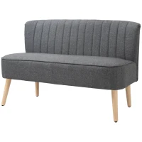 HOMCOM 117cm Loveseat Sofa Upholstered Small 2 Seater Sofa with Thick Padded Seat and Rubber Wood Legs, Grey(m-11)