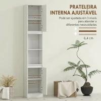 HOMCOM Coluna Estreita para Casa de Banho com 2 Portas e 2 Prateleiras Abertas, Ideal para Espaços Pequenos, 30x24x170 cm, Branco(m-6)