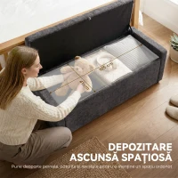 HOMCOM, Bancă de depozitare, suport pentru picioare, Material textil cu efect de in, 122 x 48 x 44 cm, Gri Închis(m-4)