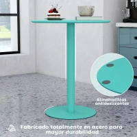 HOMCOM Mesa de Comedor Redonda para 2 Personas Mesa de Cocina de Acero para Interior y Exterior Ø60x72 cm Verde(m-5)