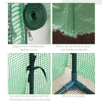 Outsunny Serre de jardin, serre de balcon, bâche renforcée PE, châssis en acier, porte zippée enroulable, pour légumes plantes fleurs en toutes saisons intérieur et extérieur, 100 x 50 x 150 cm vert(m-5)