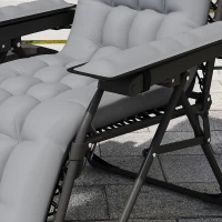 Outsunny Chaise de Gravité Zéro avec Accoudoirs, Coussin, Porte-Gobelet, Appuie-tête, Dossier Réglable, 65x93x108cm, Gris Clair(m-12)