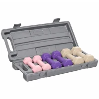 Set gantere HOMCOM 6 kg cu mâner antialunecare și geantă, multicolor(m-11)