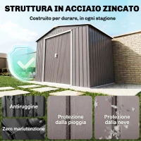 Outsunny Caseta de Jardín 213x130x185 cm Cobertizo Metálico de Exterior para Almacenamiento de Herramientas Gris(m-4)