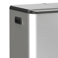 HOMCOM 2 x 30L Double Kitchen Bin, Stainless Steel Pedal Rubbish Bin with Dual Compartments, Soft Close Lids, Silver Tone(m-10)
