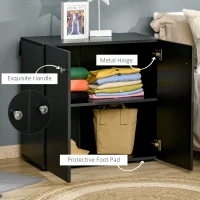 HOMCOM 2 Tier Bookcase, Wooden Storage Cabinet with 2 Doors, Freestanding Sideboard for Living Room, Home Office and Study, Black(m-6)