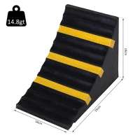 HOMCOM 2 PCs Rubber Wheel Chocks Heavy Duty Blocks for Vehicles, Cars, Caravan, Trailer with Handle 25L x 16W x 19H cm(m-3)