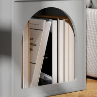 HOMCOM Mesa de Cabeceira Estreita com 2 Compartimentos Abertos, Design em Forma de Arco, 40x30x60 cm, Cinzento(m-11)