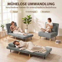 HOMCOM Schlafsessel 3-in-1, ausklappbarer Sessel aus Cord mit Schlaffunktion verstellbare Rückenlehne, Kissen Dunkelgrau(m-4)
