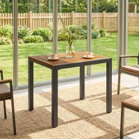 Outsunny Mesa de Jardín Extensible 120/80x70 cm Estructura de Acero y Tablero de Madera de Acacia para 4-6 Personas Natural(m-8)