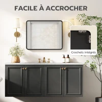 HOMCOM Miroir mural rectangulaire 50 x 40 cm, miroir décoratif moderne avec cadre en métal pour salon, entrée, couloir, noir(m-5)