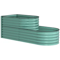 Outsunny Two-Tier Galvanised Steel Garden Planter - Dark Green(m-1)
