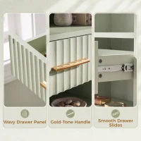 HOMCOM Bookcase Narrow Tall Space-Saving Bookshelf Drawer Open Shelves 60 x 24 x 182 cm Light Green(m-6)