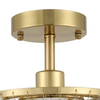 HOMCOM Crystal Ceiling Light with 57 Crystal Strands, Ceiling Light with Mounting Plate for Hallway, Gold Tone(m-12)