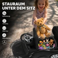 AIYAPLAY 3-in-1 Rutschauto mit Schiebstange Mercedes-Benz Rutschfahrzeug mit Lenkrad Hupe Musik Dach Sitzstauraum Schwarz(m-7)