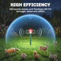 Outsunny Ultrasonic Cat Repellent, PIR Motion Sensor 110°, LED Flash, Solar Cat Deterrents for Gardens UK(m-4)