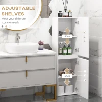 kleankin Bathroom Storage Unit, Tall Bathroom Cabinet with 2 Cupboards and Adjustable Shelves, White(m-6)