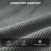 HOMCOM Schlafsessel 3-in-1, ausklappbarer Sessel aus Cord mit Schlaffunktion verstellbare Rückenlehne, Kissen Dunkelgrau(m-7)