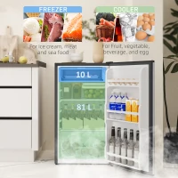 HOMCOM 91 Litre Freestanding Under Counter Fridge Freezer, Small Fridge with Chiller Box, Adjustable Thermostat, 47.5cm Wide, Silver Tone(m-4)