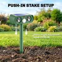 Outsunny Ultrasonic Cat Repellent, PIR Motion Sensor 110°, LED Flash, Solar Cat Deterrents for Gardens UK(m-8)