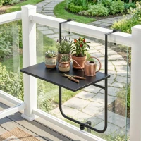 Outsunny Table de balcon suspendue plateau rectangulaire et hauteur réglable cadre en métal, dim. 62L x 60P x 85,5H cm noir(m-7)