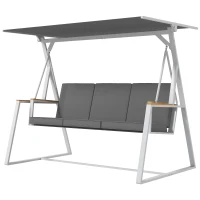 Outsunny Balancelle de jardin 3 places avec toit inclinaison réglable matelas fourni dim. 205L x 130l x 175H cm gris foncé(m-12)