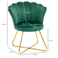 HOMCOM Velvet-Feel Lotus Petal Accent Chair - Green(m-3)