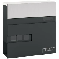 HOMCOM Locking Galvanised Steel Letterbox - Charcoal Grey/Black(m-1)
