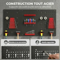 HOMCOM panneau perforé mural 600 x 400 mm, organiseur garage en acier avec 3 panneaux perforés, noir et rouge(m-4)