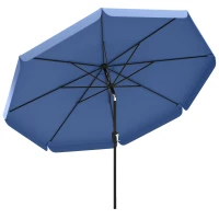 Outsunny 3 m Garden Parasol with Tilt Mechanism & Crank Handle, UPF 30+ Patio Umbrella Outdoor Table Umbrella, Dark Blue(m-1)
