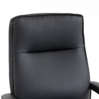 HOMCOM Scaun de Birou Rotativ din Piele PU, Funcție Legănare, Spătar Înalt, Reglabil pe Înălțime, Suportă 120 kg, Negru(m-13)