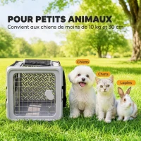 PawHut Sac de Transport pour Chat et Chien Pliable Tissu 300D Jusqu'à 10 kg 49,5 x 34 x 35,5 cm Gris(m-5)