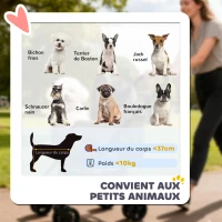 PawHut Poussette pour Chien Pousse-Chien 3 en 1 Détachable Pliable Nacelle Amovible et Sans Fermeture Éclair Suspension Gris(m-9)