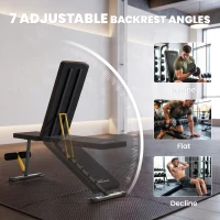 SPORTNOW Adjustable Weight Bench, 300kg Incline Decline Flat Foldable Bench Press with 7 Backrest Positions and Resistance Bands(m-5)