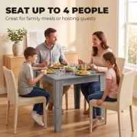 HOMCOM Dining Table for 4, 80L x 80W x 75Hcm, Modern Square Kitchen Table with Wood Effect Tabletop, Grey Wood Effect(m-4)