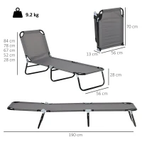 Outsunny Garden Sun Lounger, with Five-Position Back - Grey(m-3)