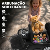 AIYAPLAY Carro Andador para Bebé 3 em 1 Mercedes-Benz com Barra de Empurrar, Capota, Laterais de Segurança e Música, 12-36 Meses, Preto(m-7)